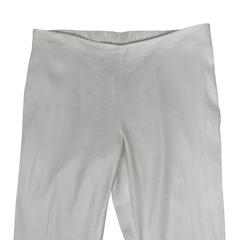J.Jill Linen Stretch Pull On Cropped Ankle Pant White Sz MP Minimalist Coastal
